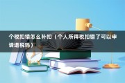 个税扣错怎么补扣（个人所得税扣错了可以申请退税吗）