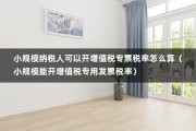 小规模纳税人可以开增值税专票税率怎么算（小规模能开增值税专用发票税率）