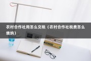 农村合作社用怎么交税（农村合作社税费怎么缴纳）